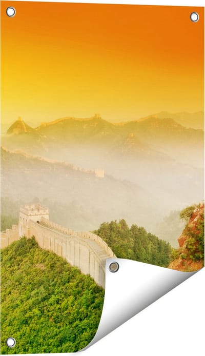 Gards Tuinposter Chinese Muur bij Zonsopgang - 40x60 cm - Tuindoek - Tuindecoratie - Wanddecoratie buiten - Tuinschilderij
