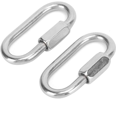2 STUKS Snelkoppeling Roestvrij Staal D-Vorm Vergrendelende Karabiner met Zeskantschroef voor Klimmen 5mm white