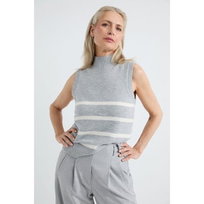 Josephine & Co Arianne Singlet Grey Stripe Maat: XS | Sweaters Outlet | Dames | Grijs