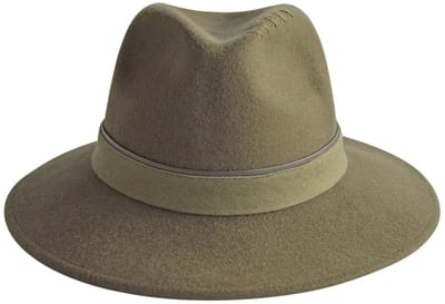 Taylor Stitch Fedora - Vilten Winterhoed Dames 100% Wolvilt - Maat: S-M: 56 cm - Olive