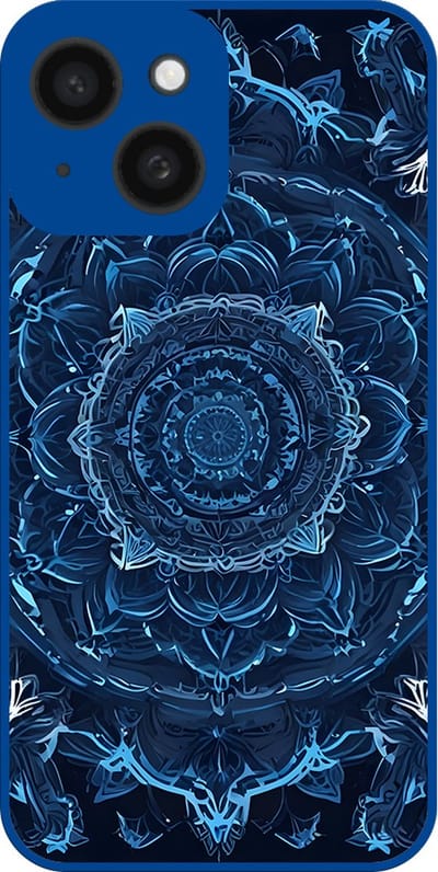 Smartphonica Telefoonhoesje Geschikt voor iPhone 13 met donkerblauw mandala opdruk - TPU case dark blue mandala design - donkerblauw geschikt voor iPhone 13