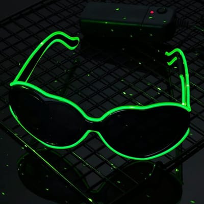 1 stuks groen Lichtgevende bril, lichtgevende bril, partybril, El Wire neon led-bril, voor feestjes, Kerstmis, dans, bar, club, party, rave