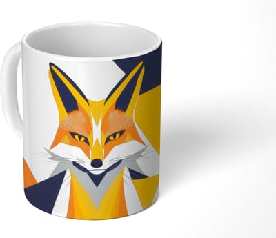 Mok - Koffiemok - Vos - Oranje - Abstract - Driehoeken - Mokken - 350 ML - Beker - Koffiemokken - Theemok