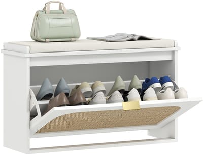 HOMCOM-Schoenenbank-80x26x47,5cm-Bewerkt hout-Wit