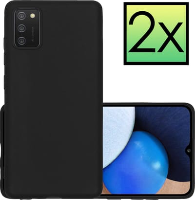 Hoesje - 2 Stuks - Geschikt voor Samsung Galaxy A02s - Sterk & Shockproof - Case Siliconen - Back Cover - Telefoon Hoes - Zwart