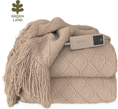 Groenland BOHEM Warmtedeken voor je bank | Elektrische deken | Verwarmde deken | Taupe Dawn 180x130cm | Bovendeken
