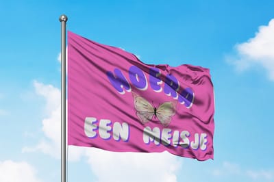 Hoera Een Meisje Vlag- Roze Geboortevlag - 150x100cm