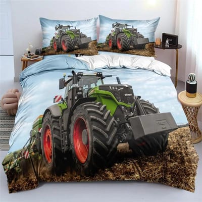 Parure de lit avec housse de couette et taie d'oreiller pour garçons, motif tracteur, impression 3D, textile pour la maison, pour lit double, Queen, King, cadeau pour enfants 135x200cm 2pcs