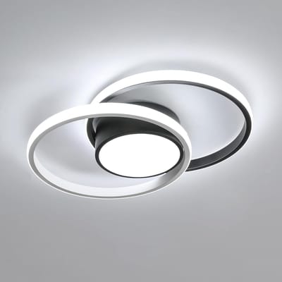 Haobosic - LED Aluminium Plafondlamp - Dubbel Rond Zwart/Wit - 42W - 6500K Koud Wit