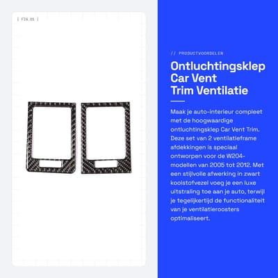 Dailygoods- Ontluchtingsklep Gloednieuw - Ventilatie Rooster - Koolstofvezel - 2 Stuks - Geschikt voor W204 2005-2012 - Beschermframe