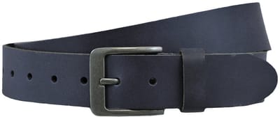 Houtkamp Unisex Leren Riem Blauw – 4 cm Brede Jeansriem met Moderne Gesp – Echt Leer voor Dames & Heren - Lengte totaal 100 cm / Riemmaat 85