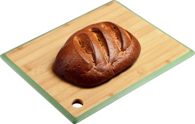 Kesper Keuken voedsel bereiden snijplank - 23 x 15 cm - bamboe hout - groene rand - luxe versie