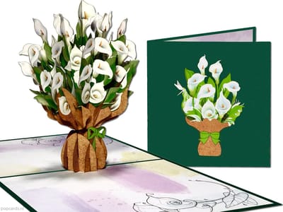 Popcards popupkaarten - Witte Aronskelk Calla Zantedeschia Bos Bloemen Vriendschap Verjaardag Verdriet Troost condoleance pop-up kaart 3D wenskaart