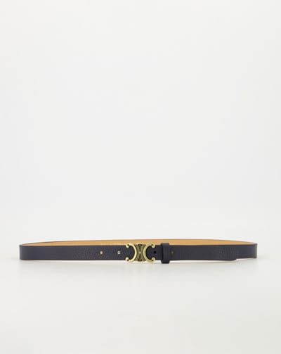 Eline Small - Classic Grain - Leren Damesriem met Bronskleurige Gesp - Donkerblauw - D26 - Maat 85