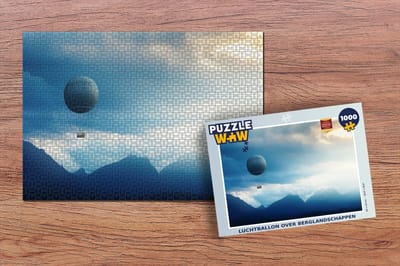 Puzzel Luchtballon - Berg - Blauw - Legpuzzel - Puzzel 1000 stukjes volwassenen