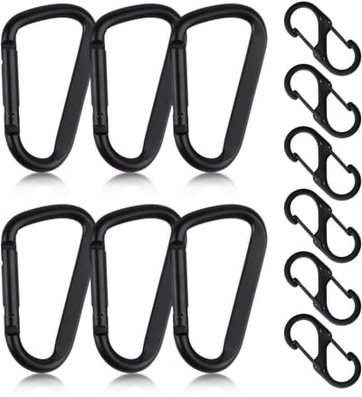 Dailygoods- Karabijnhaken 12 Stuks - D-vorm/Haken - Aluminium - Heavy Duty - Sleutelhanger - Voor Outdoor/Vissen/Wandelen - Haak