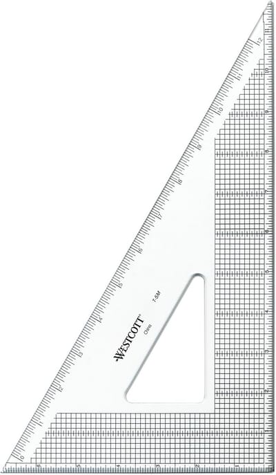Geodriehoek 30cm - Tekendriehoek Liniaal - Nauwkeurig Tekenen - Transparant Acryl - 30/60 Graden - Zilver
