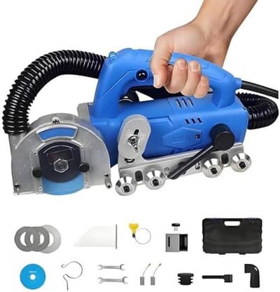 Elektrische Voeg Reiniger - Tegelvoegmachine Voegenfrees - Voegen Schoonmaken - Dubbele Stofafzuiging - 1200W - Grijs