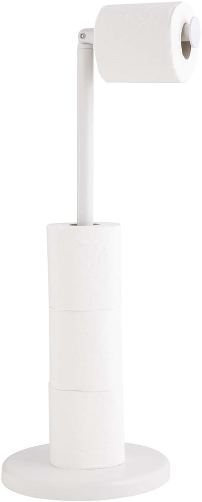 Wicotex - Toiletrolhouder met Opbergruimte - Vrijstaand met draaibare kop – Modern Design – Voor 4 Rollen – Wit – Badkamer Organizer