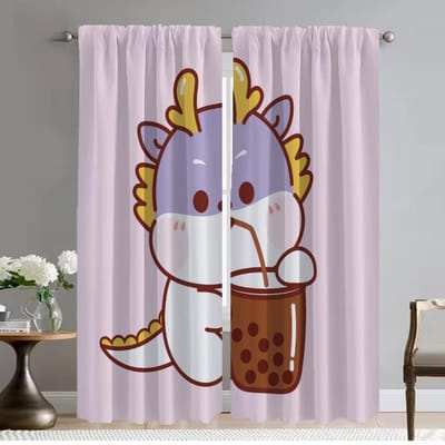 Little Wyvern Gordijnen Kinderkamer Shades Raamgordijn voor Kamer 2 Paneel Scheidingswand Tule voor Slaapkamer Halloween Decoratie Woonkamer W50xH70cmx2pcs-CL gray