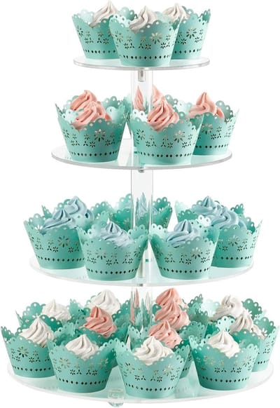Transparante Acryl Cupcake Stand voor Bruiloften en Verjaardagsfeesten - Decoratieve Taart Tower met 4 Dieren Motieven