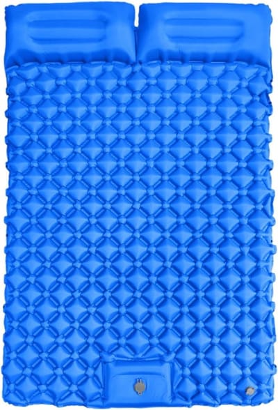 Campingslaapmatje - Luchtbed Dubbel - Buiten Ontspannen - Snelle Voetpomp - 190x120cm - Blauw
