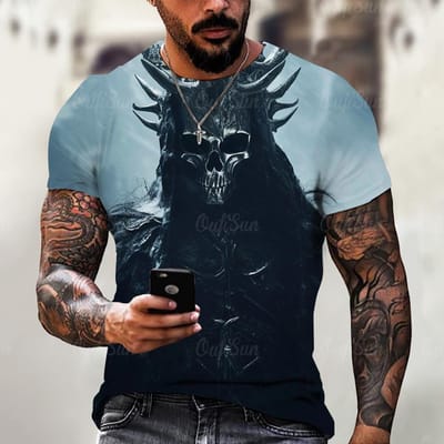 Zomer Vintage Horror 3D Print Heren T-shirt Klassiek Casual O Hals Korte Mouw Mode Losse Oversized Tops T-shirt Mannen 3XL