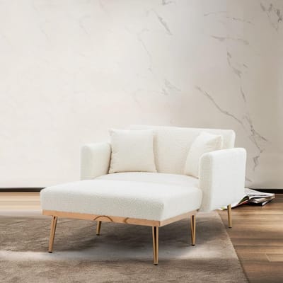 Slaapstoel met bedfunctie - Klapbank logeerbed - Ruimtebesparend wonen - 3-voudig verstelbaar - 165 x 90 cm - Wit