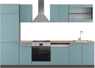Vicco R-Line Complete keukeneenheid – 300 cm, WB Eik Blauw-grijs/antraciet