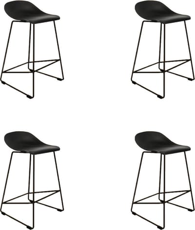 Livin24 Scandinavische Barkruk Ellen zwart 66cm - Barkrukken set van 4 - barstoel