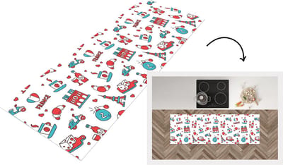 Keukenloper - Loper keuken - Patroon - Frankrijk - Vlag - 150x50 cm - Keukenloper vinyl