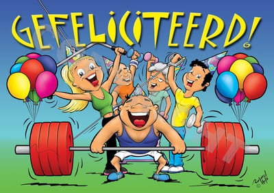 Ansichtkaart 50 stuks GEFELICITEERD! Gewichtheffer - Fitness