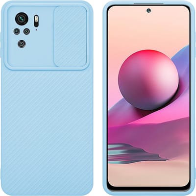 Cadorabo Hoesje geschikt voor Xiaomi RedMi NOTE 10 4G / RedMi NOTE 10S in Bonbon Licht Blauw - Beschermhoes van flexibel TPU-silicone Case Cover en met camerabescherming