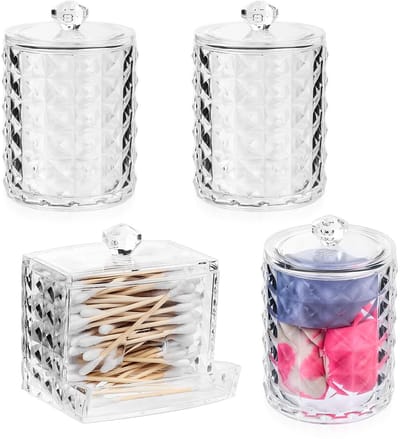 Dailygoods- Wattenstaafjeshouder Hoogwaardig PP - Wattenschijfdispenser - Opbergdoos - Opbergorganizer - Badkamer - Elegant Design