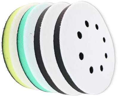 Set van 4 polijstschijven 125 mm met interface pads in verschillende hardheden, schuim pads voor schuurmachines, slijpmachines en boren