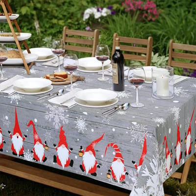 MTTProducts - Tafelkleed - Kersttafelkleed - Waterdicht en Wasbaar - Grijs - Winter Decoratie - Perfect voor Feestdagen - 240 x 140 cm
