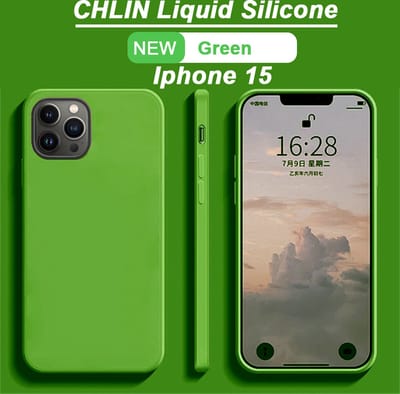 CL CHLIN Siliconen Hoesje voor iPhone 15 – Groen – Zachte Binnenvoering – Verhoogde Randen