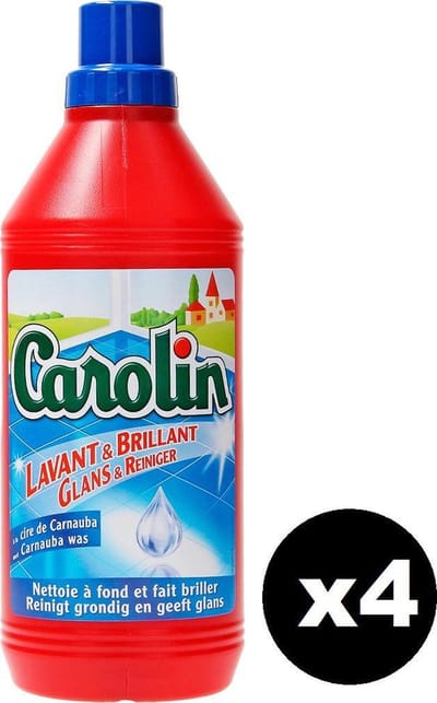 CAROLIN Vloerreiniger - Mét Carnauba Was - Glanst & Reinigt - 1Liter x 4