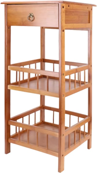 Rustiek Nachtkastje - Voor Slaapkamer of Woonkamer - Bijzettafeltje met Lade en Open Plank - Houtlook Afwerking- 78cm