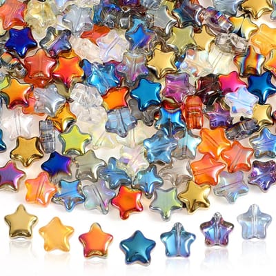 Famanu – Iriserende ster kralen 8 mm – 200 stuks glazen kristal spacer kralen – Gemengde kleuren voor sieraden maken