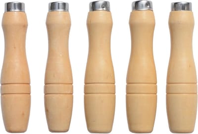 Set van 5 Houten Handvatten voor Vijlen en Beitels met Metalen Kragen