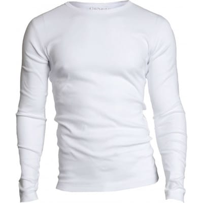 Garage 303 - Semi Bodyfit T-shirt ronde hals lange mouw wit M 100% katoen 1x1 rib