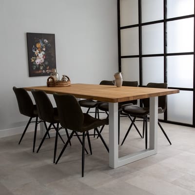 Eettafel Rover eikenhout 220x100 U-poot wit