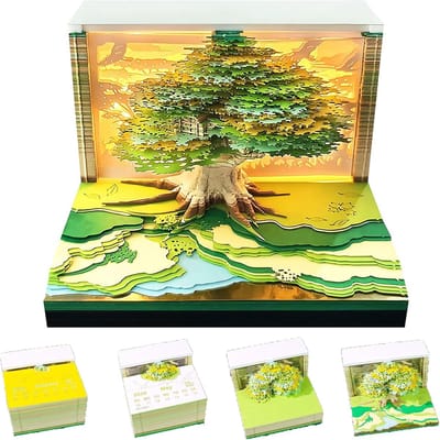3D pop-upkalender 2026 - Bloemenkunstwerk van papier - Scheurbare kalender en notitieboekje - Creatief bureauaccessoire - Onthult een verrassende wending bij elke scheur