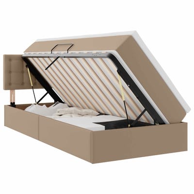 vidaXL - Opbergbed - met - LED - met - opslag - Cappuccino - 100 - x - 200 - cm - Kunstleer