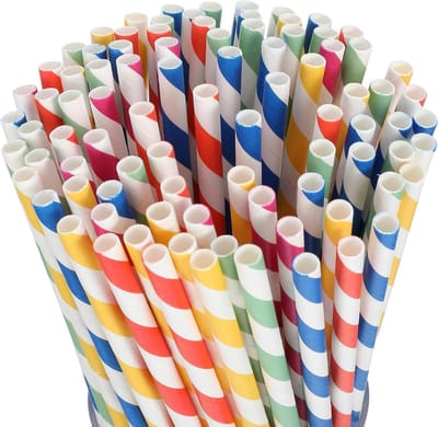Pack of 100 Biodegradable Straws Colourful Straws for Parties Occasions Wedding Party Straws Party Straws 5 Colours - ShopVlot