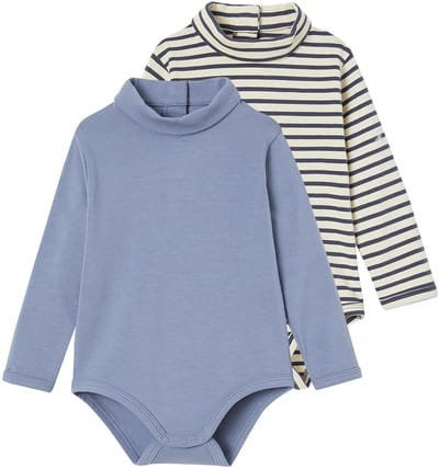 Vertbaudet Set van 2 babyromperstje met opgerold kraagje
