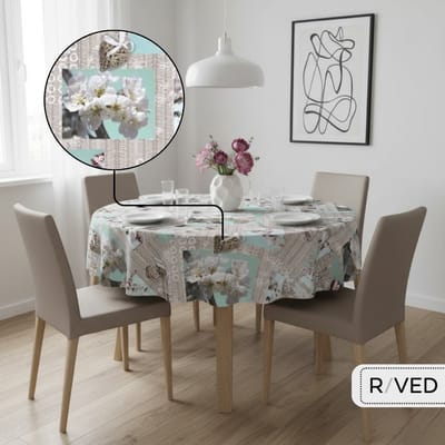 Raved Rond Tafelzeil - 160 cm ø - Bloessem Bloem - PVC - Afwasbaar