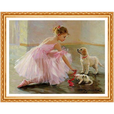 DIY Diamant BALLERINA MEISJE Hond 5D Diamant Schilderij Kruissteek Kits Diamant Borduurwerk Vol Strass Woondecoratie 20X30CM brown