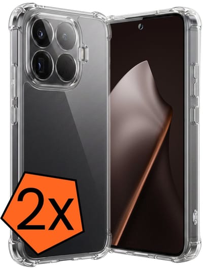 Hoes - 2 Stuks - Geschikt voor Xiaomi 15T Pro - Sterk & Shockproof - Siliconen Case - Back Cover - Telefoon Hoesje Shock Proof - Transparant